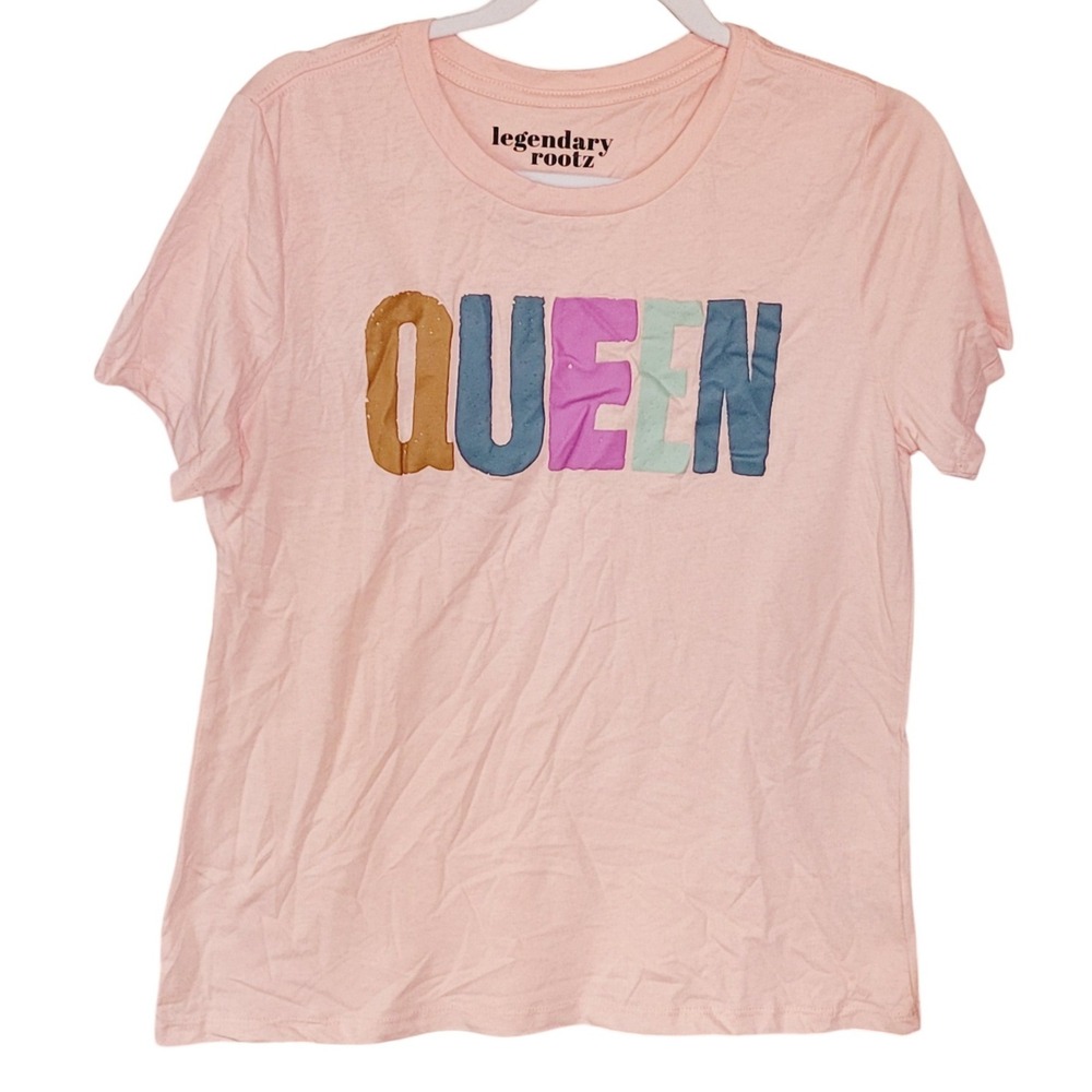 Legendary Rootz Queen Graphic T-Shirt Pink Multi-Color Text Size M Target NWT